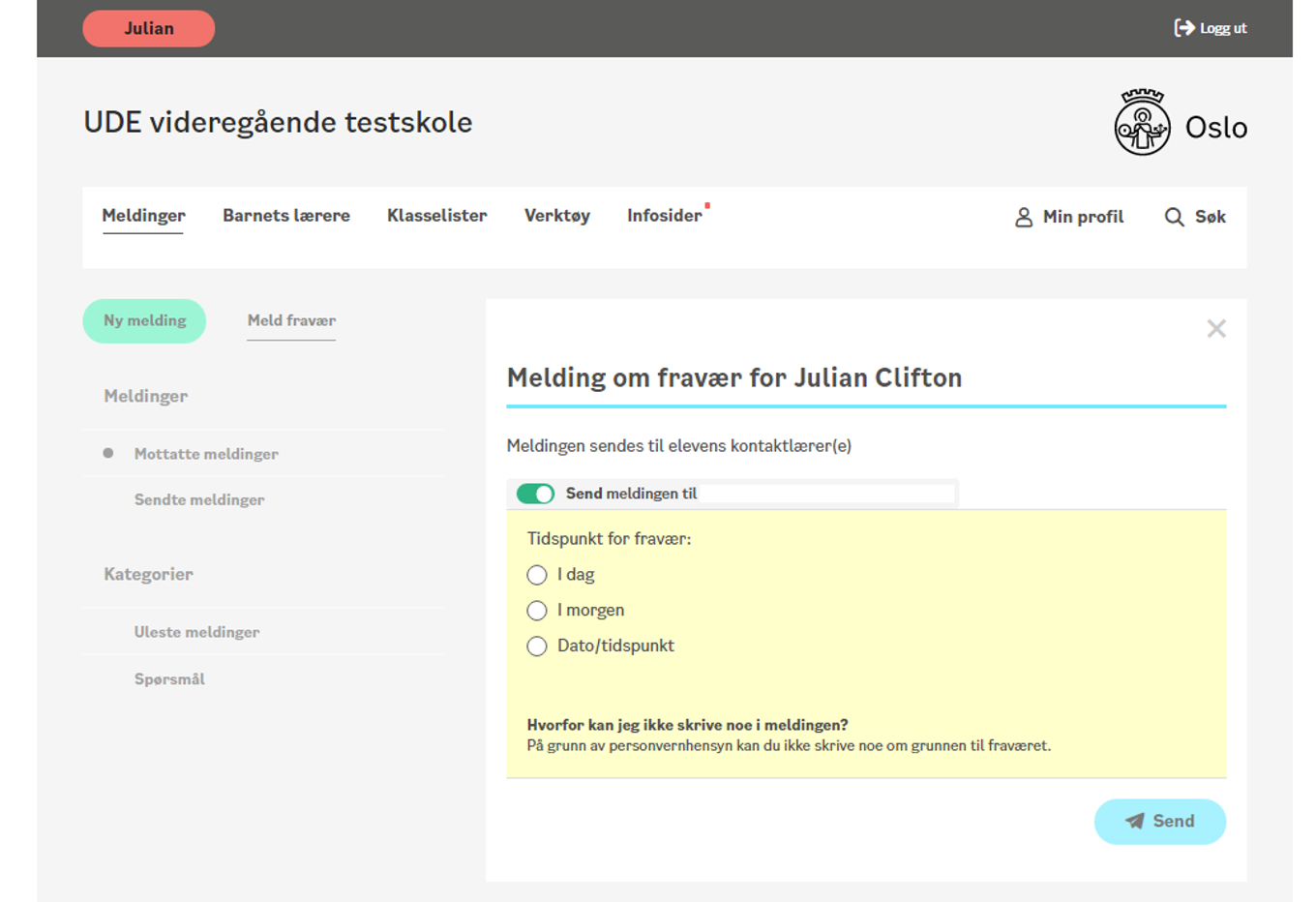 Melde fravær via webportalen