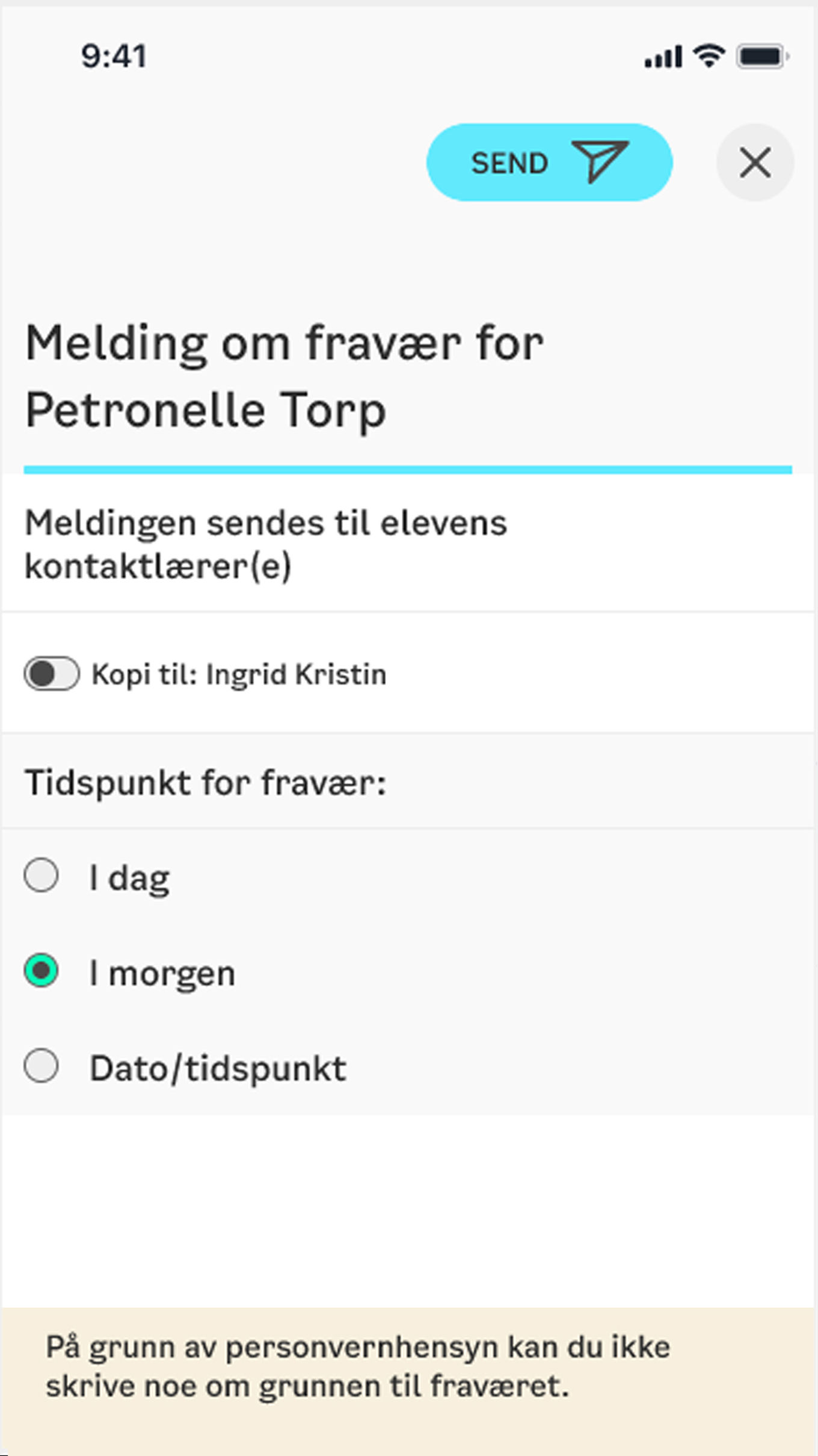 fravær skolemelding